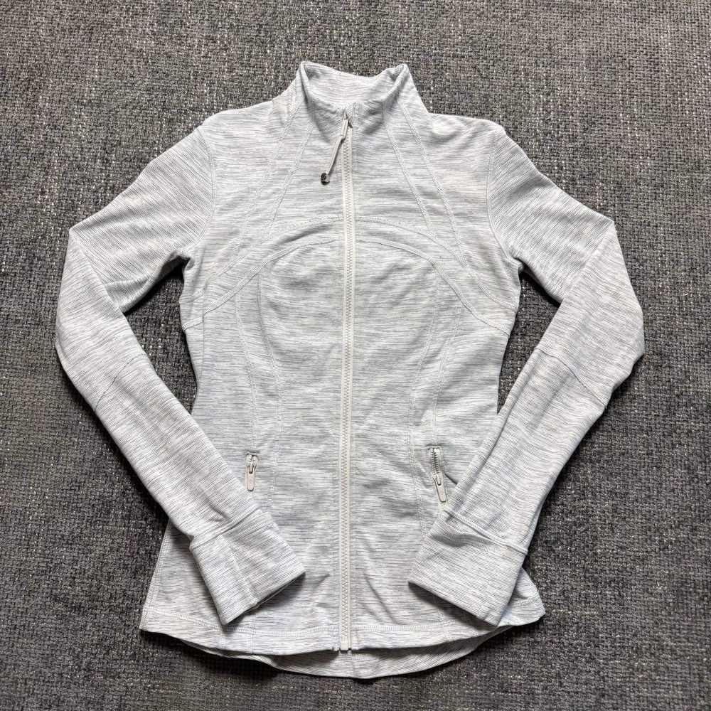 Lululemon Define Jacket Womens 6 Grey Space Dye Heathered Full Zip Thumbholes